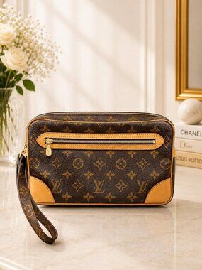 Authentic Louis Vuitton Marly Dragonne GM Monogram Clutch Wristlet Bag